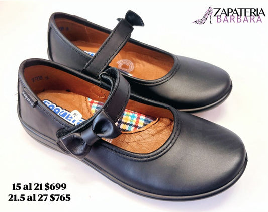 ZAPATO ESCOLAR COQUETA 170805 NEGRO MOÑO LADO
