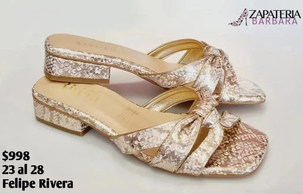 SANDALIA CON TACON FELIPE RIVERA 60902 ORO