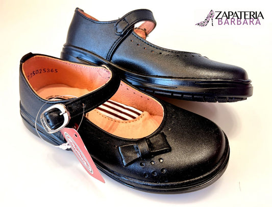 ZAPATO ESCOLAR ELEFANTE 13725  PIEL NEGRO MOÑO